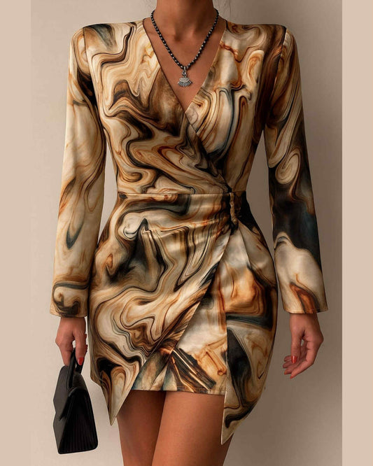 Long Sleeve Short Colorful Dress