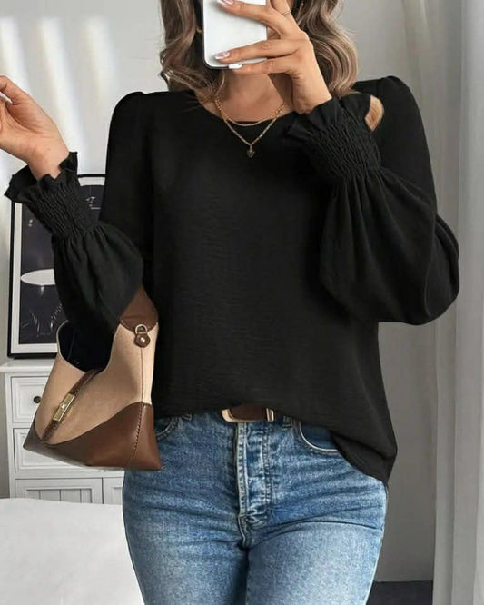 Wide Long Sleeve Simple Top