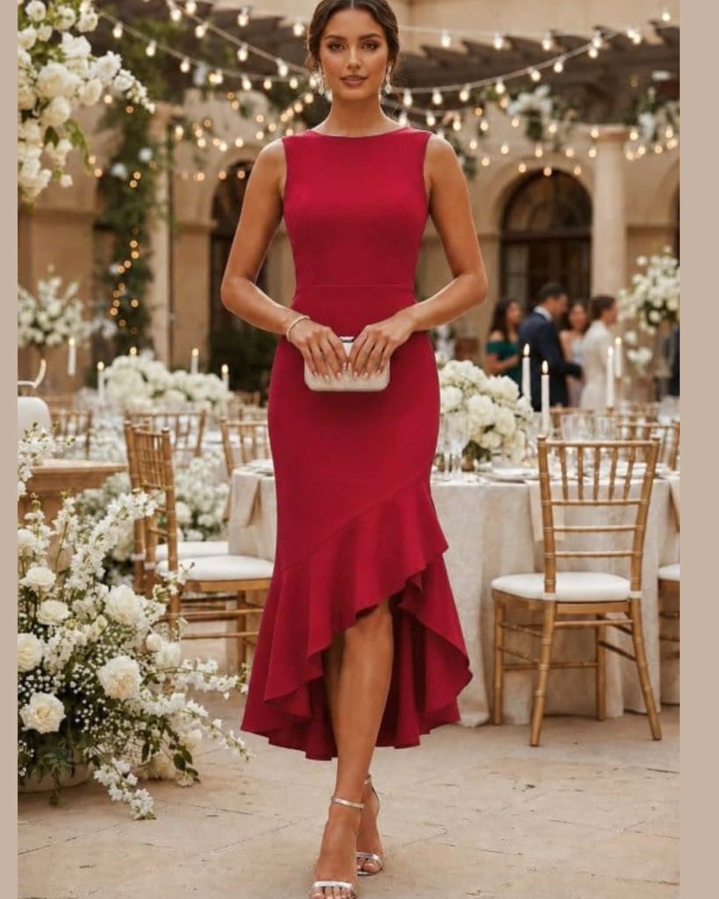 Sleeveless High-Low Mermaid Cocktail Dress