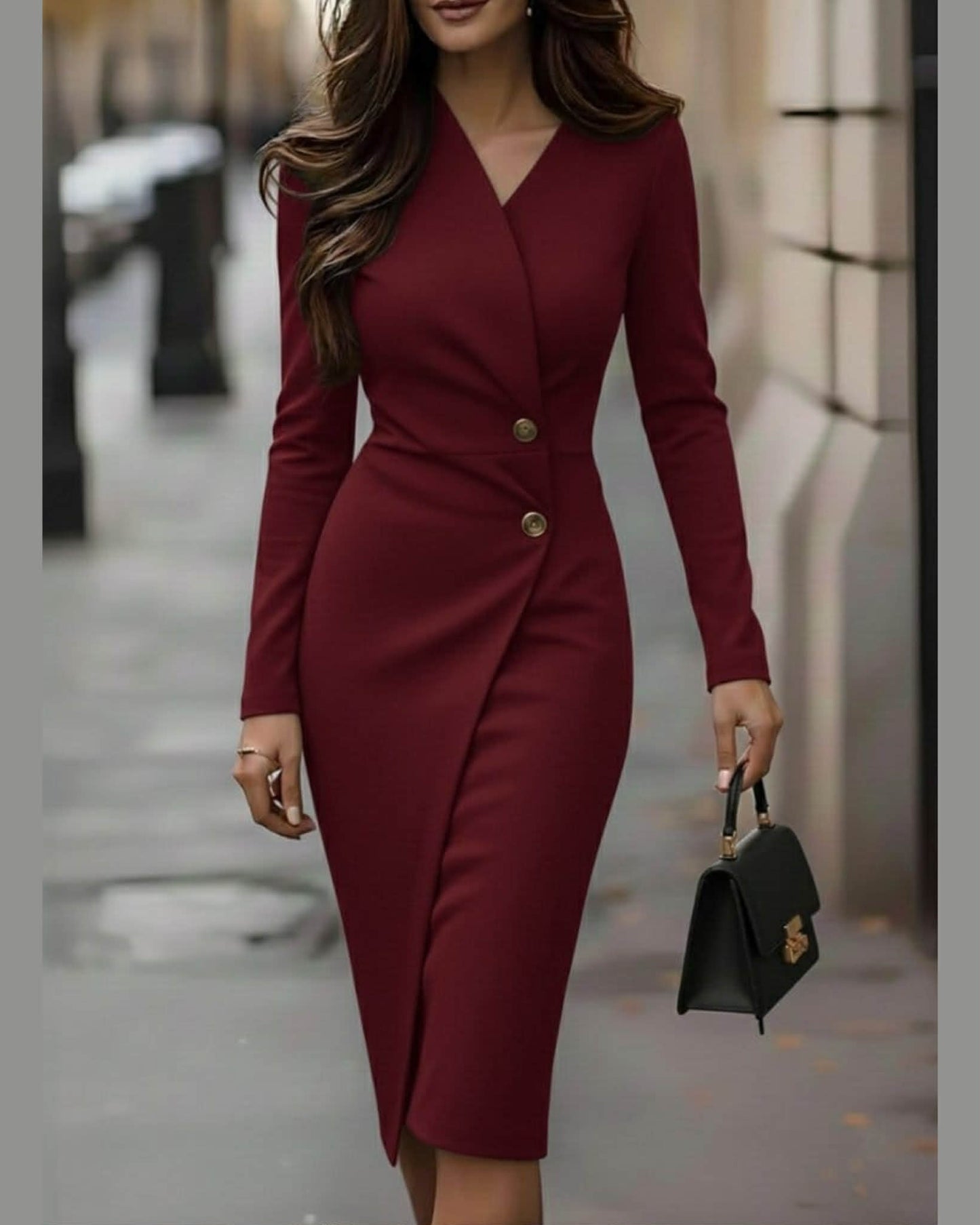 Classic Elegant Dress With Buttons