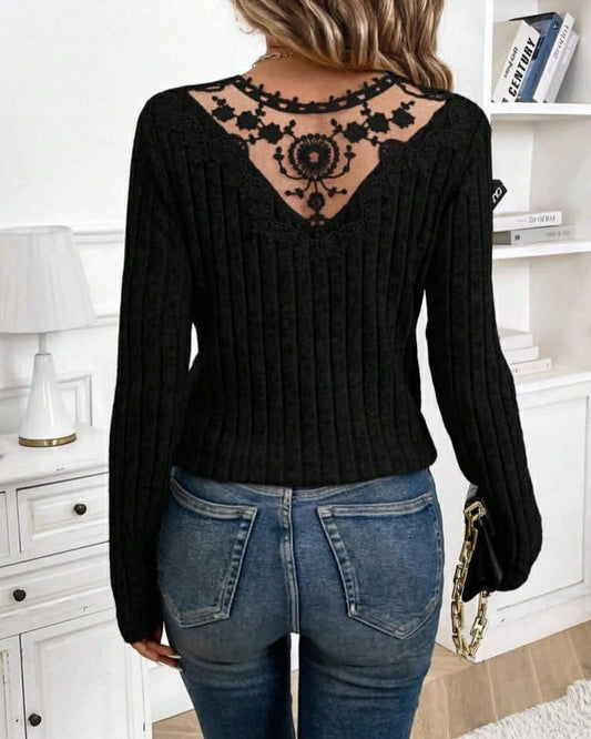 One Color Warm Top With Laces On Back