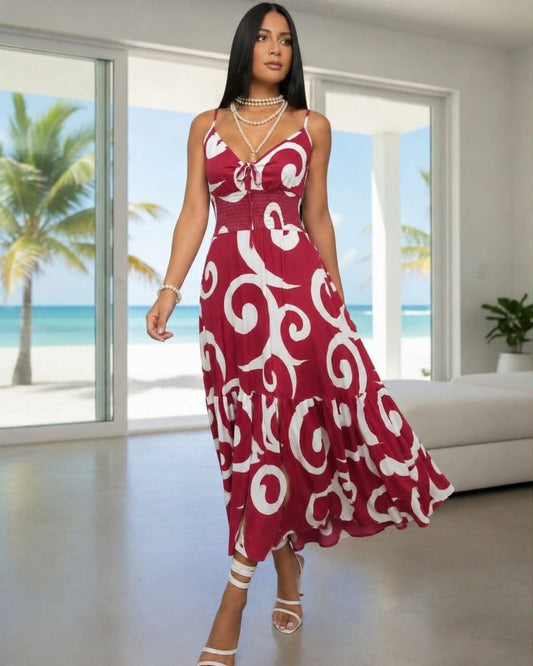 Two Color Long Wide Dress