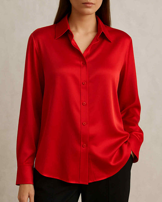 Long Sleeve Satin Wide Shirt