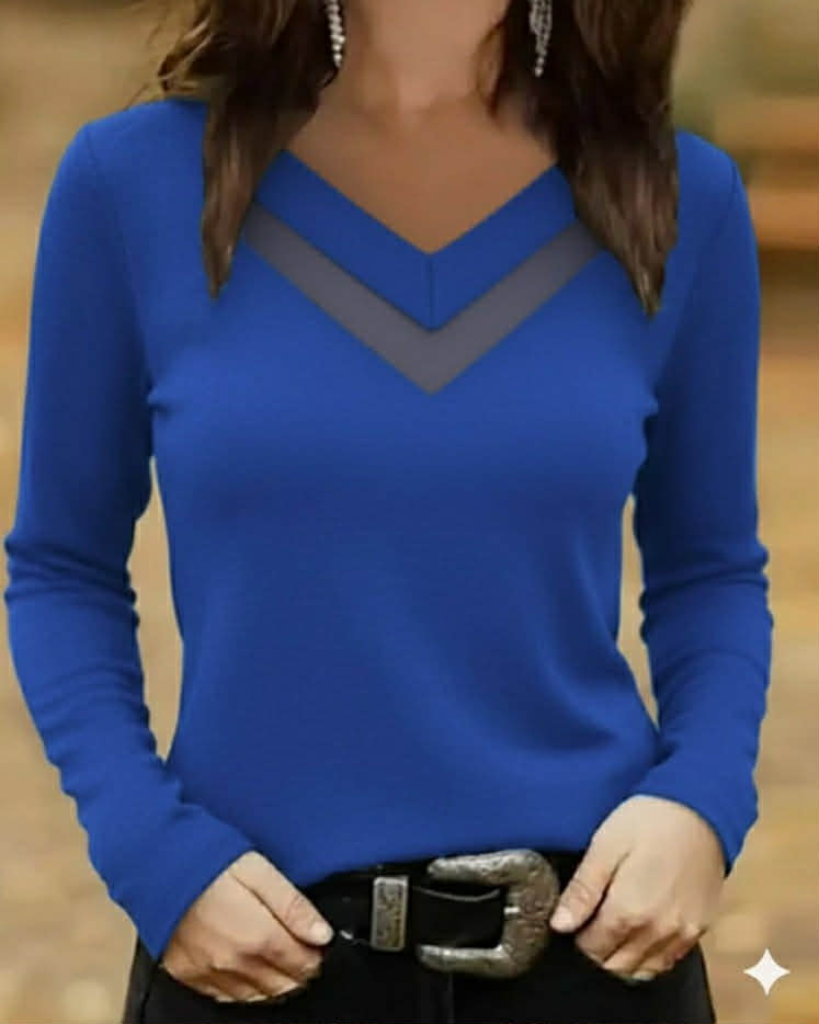 Long Sleeve V-Neck Stylish Top