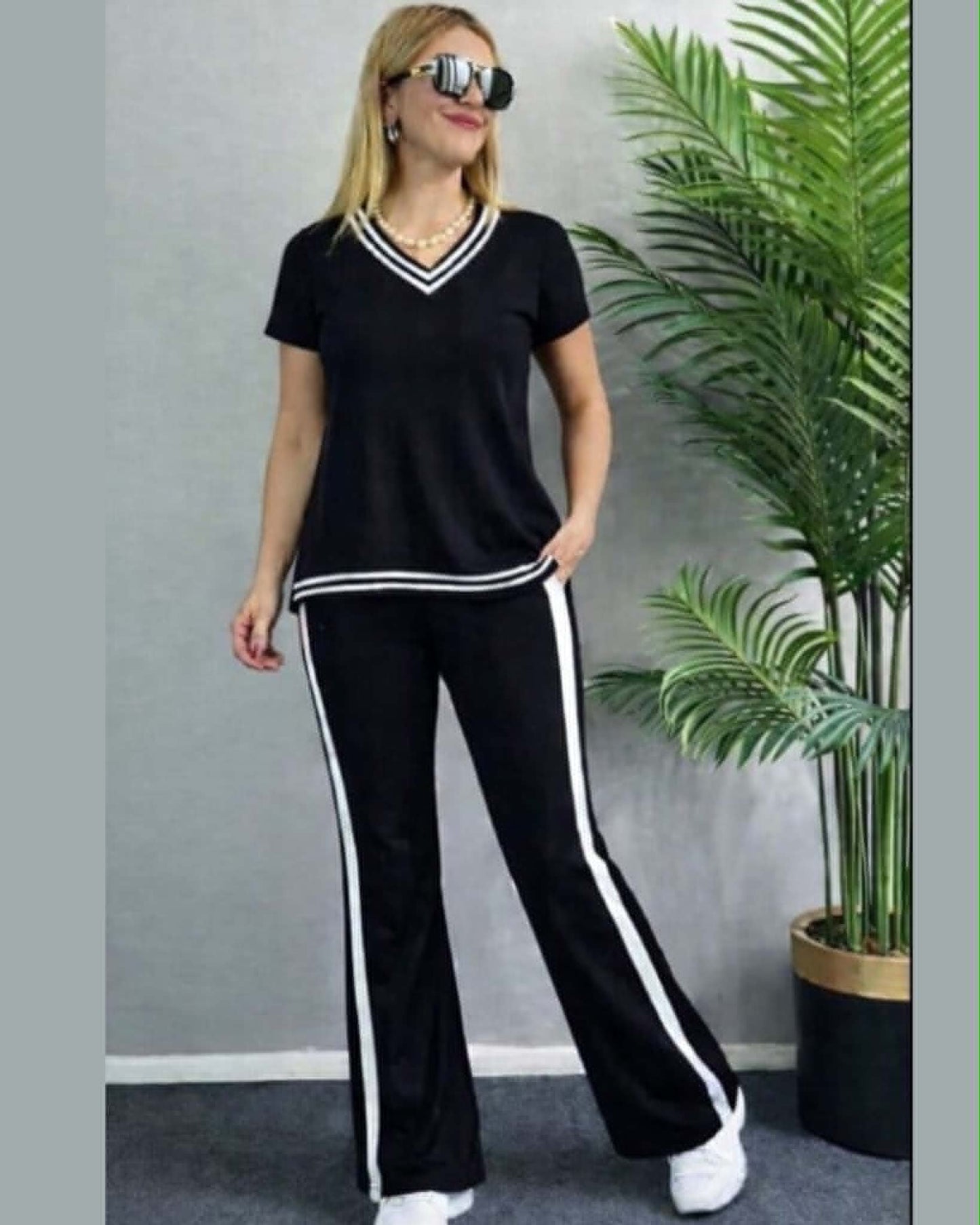 Two Colors Cotton Set Short Sleeve
