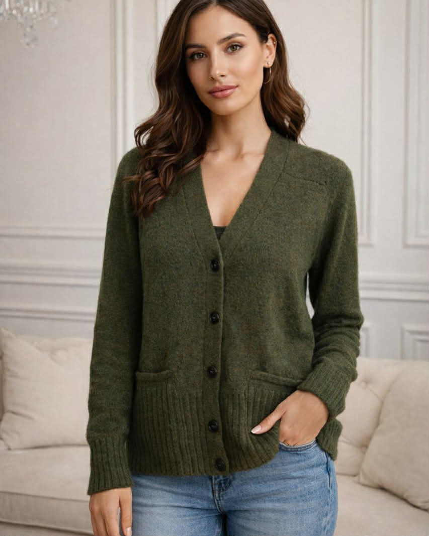 Wool Wide Cardigan With Buttons