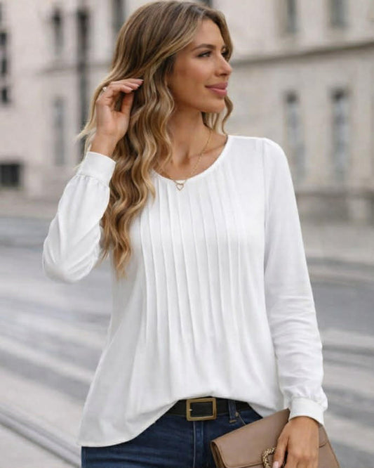 Wide Cotton Long Sleeve Top