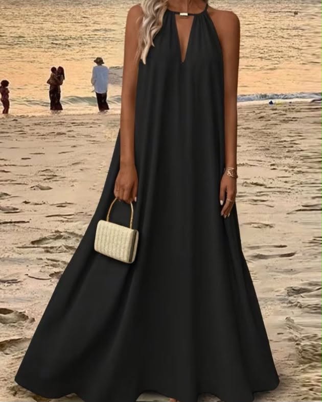 Wide Sleeveless Long Dress