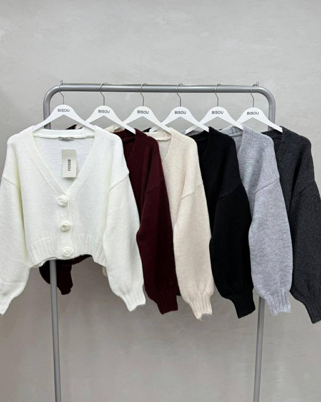 Wool Cardigan With Flowers Buttons