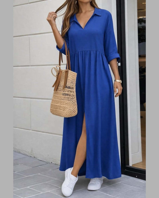 Long Wide Dress With Slit