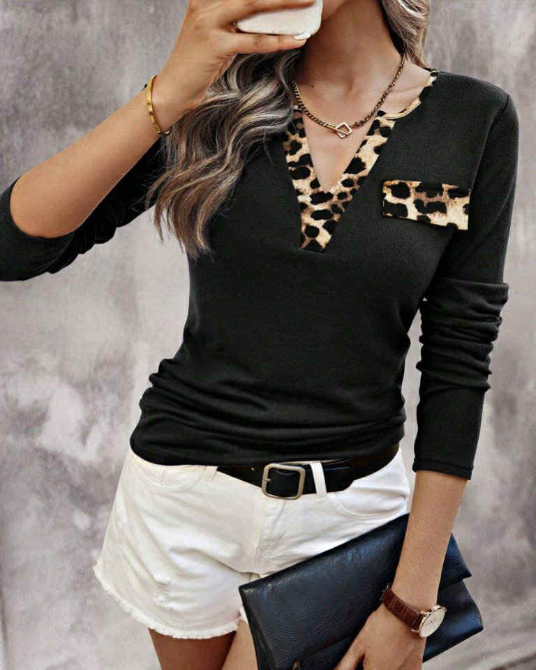 Leopard Long Sleeve Casual Top