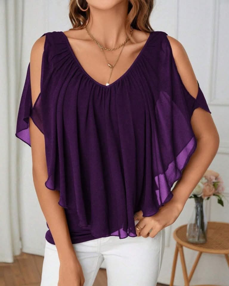 Tulle V-neck Top