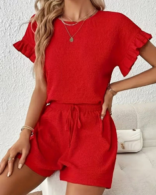 Casual Set With Ruffles On Sleeves