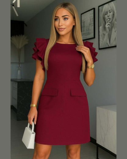 Elegant Floral-Shoulder Cocktail Mini Dress