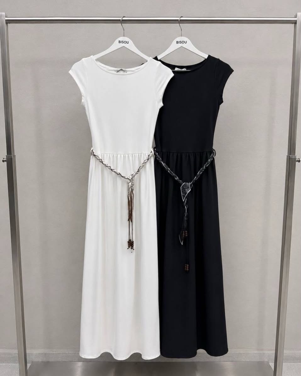 Elegant Braided-Belt Maxi Dress