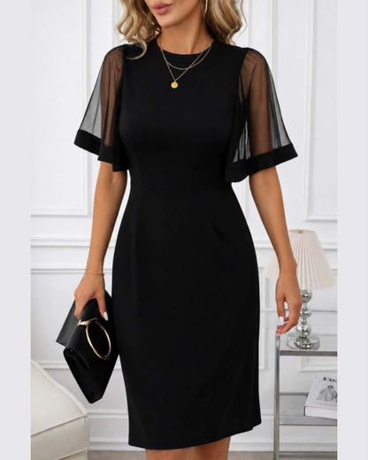 Short Sleeve Dress With Tulle