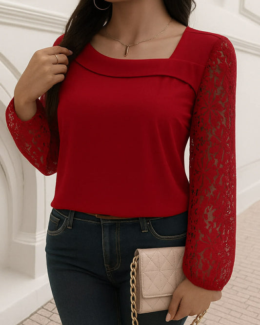 Stylish Top With Glittered Laces Long Sleeve