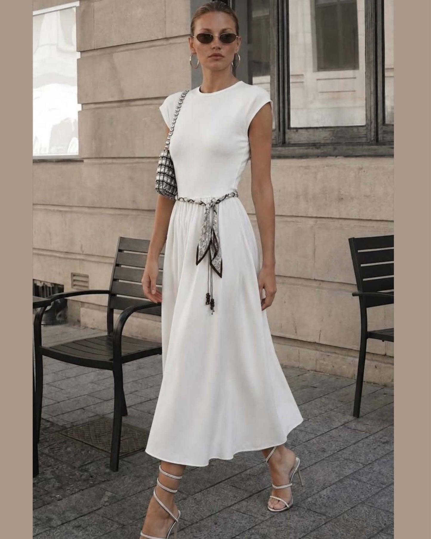 Elegant Braided-Belt Maxi Dress