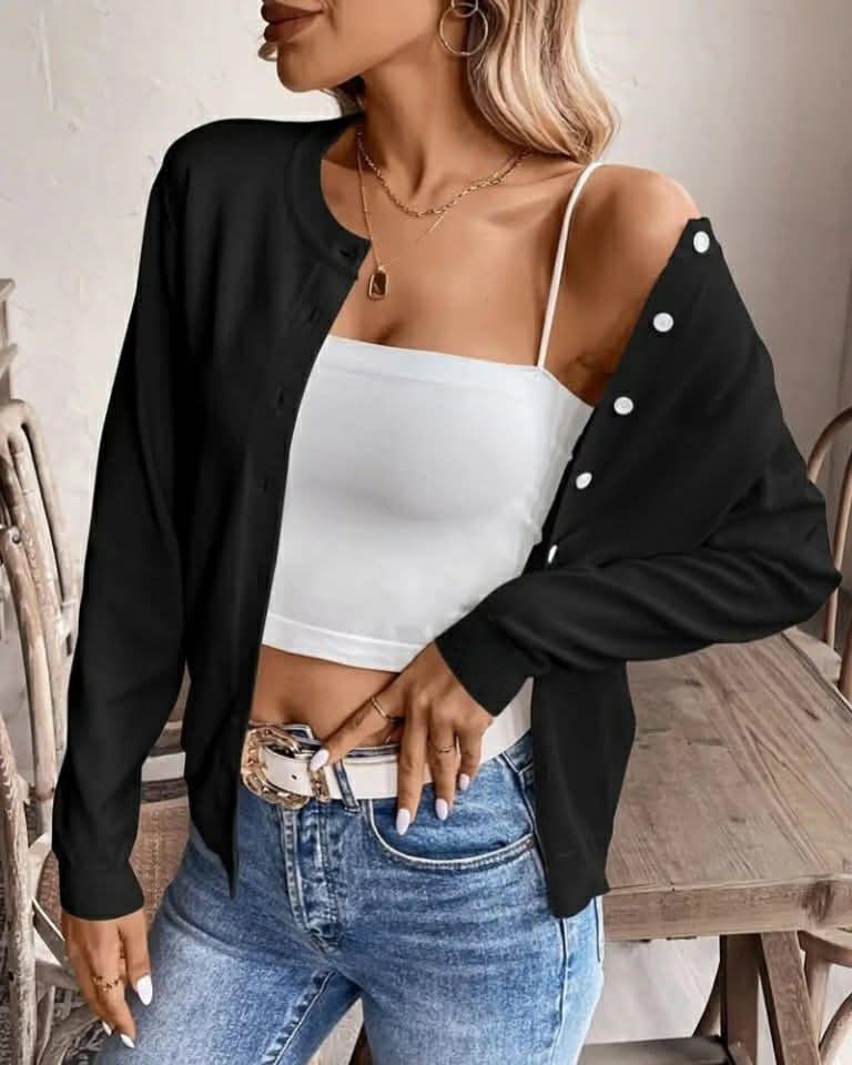 Soft Wool Simple Cardigan With Buttons