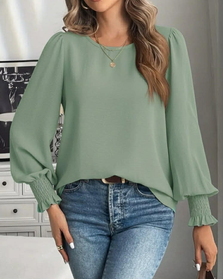 Wide Long Sleeve Simple Top