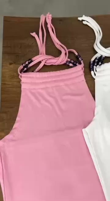 Beautiful Top With Pearls And Ties